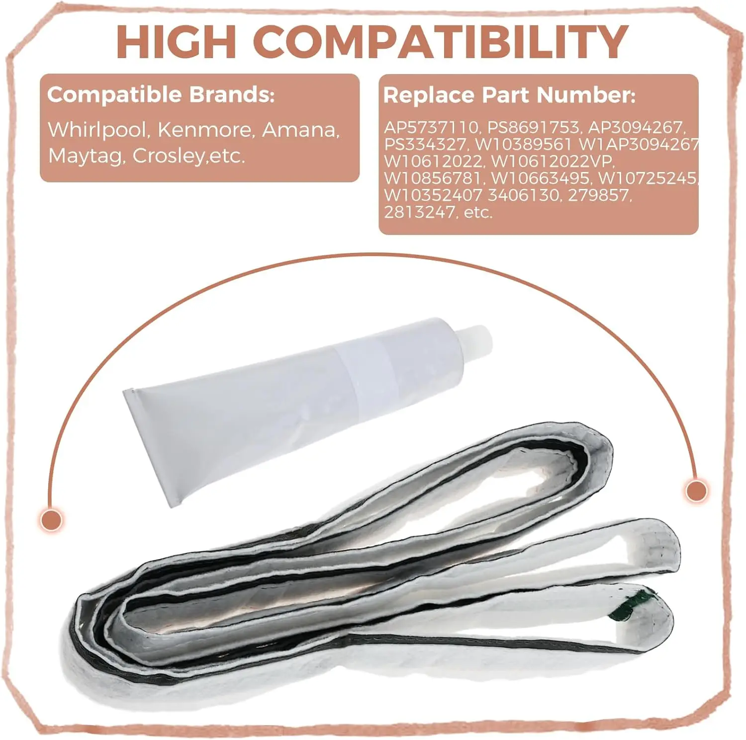 W10612022 مجفف الطبل الخلفي ورأى الختم لاستبدال دوامة كروسلي أمانا Maytag العقارية كينمور استبدال AP3094267 AP5737110 #4