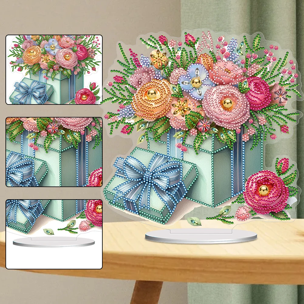 

Flower Special Shaped Table Top Diamond Painting Ornament Kits Colorful Diamond Painting Desktop Decorations Bedroom Table Decor