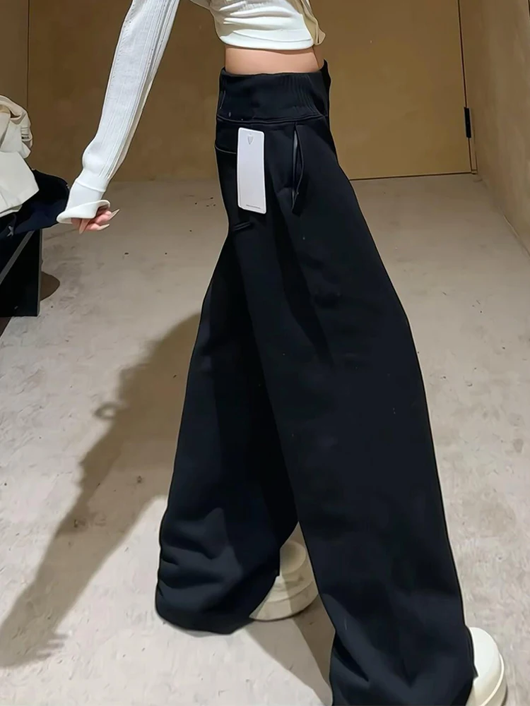 

Black Oversized Fashionable Pants 2025 Autumn Winter New Style High Waist Long Sleeve Commute Korean Style plus Size Women's ...