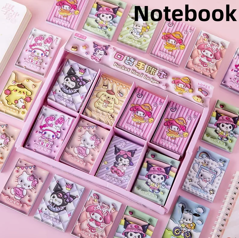 40pcs/lot Sanrio Pochacco Melody Cinnamoroll Notebook Cute Mini Portable Note Book Diary Planner Stationery Gift School Supplies