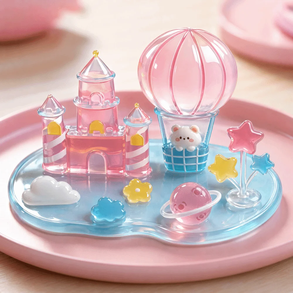 Cartoon Design 3D Crystal Embossed Stickers Mini Ornament Little Bear DIY Stacking Stickers Kawaii Handmade Relief Stickers