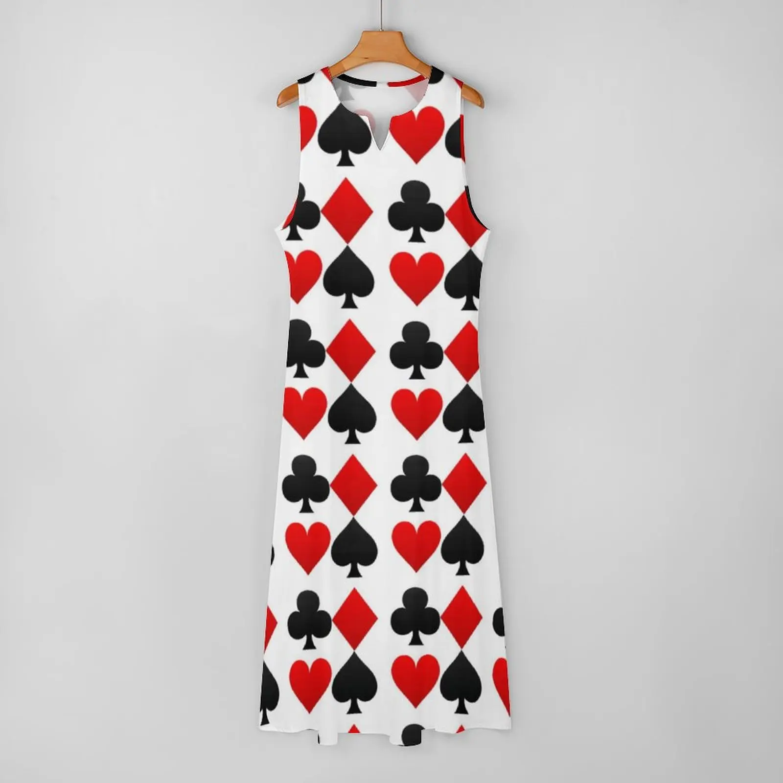 Poker Card Dress Hearts Diamonds Clubs Spades Vintage Maxi Dress Street Style Bohemia Long Dresses Print Vestido Big Size 5XL