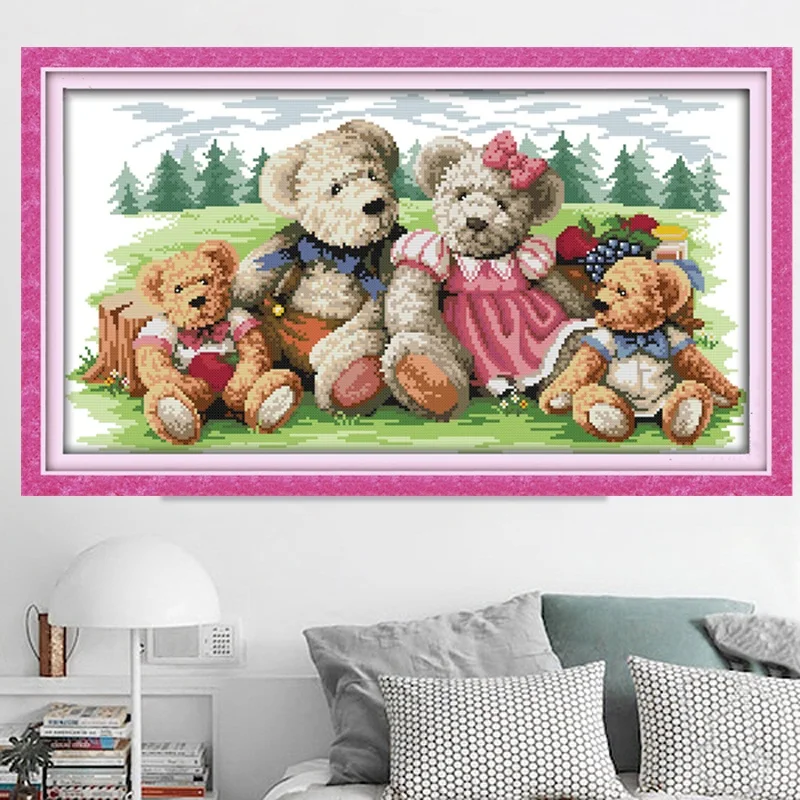 

Adorable Winnie the Pooh Cross Stitch Kit DIY Handmade Simple Cotton Fabric Cartoon Animation Living Room White Color
