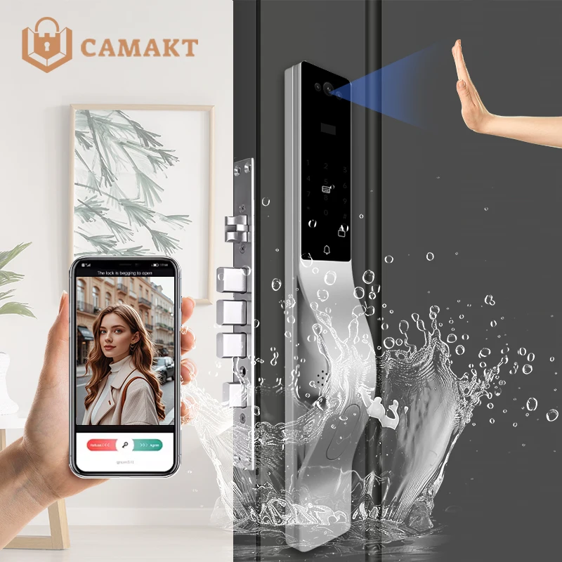 

July003 Smart Lock Battery 3d Face Recognition Smart Lock Tuya Biometric Fingerprint Smart Door Lock with Camera and Fingerprint