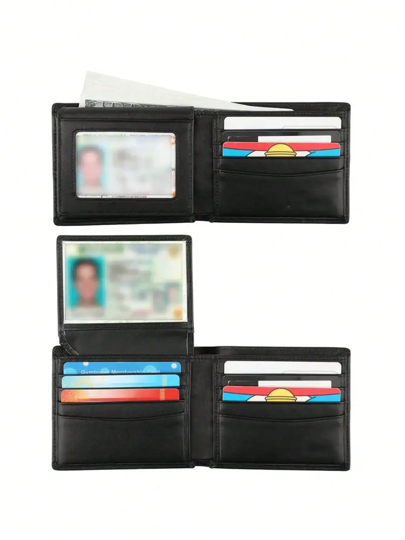 Stylowy portfel męski ze skóry bydlęcej - blokada RFID i 2 okienka ID - czarny