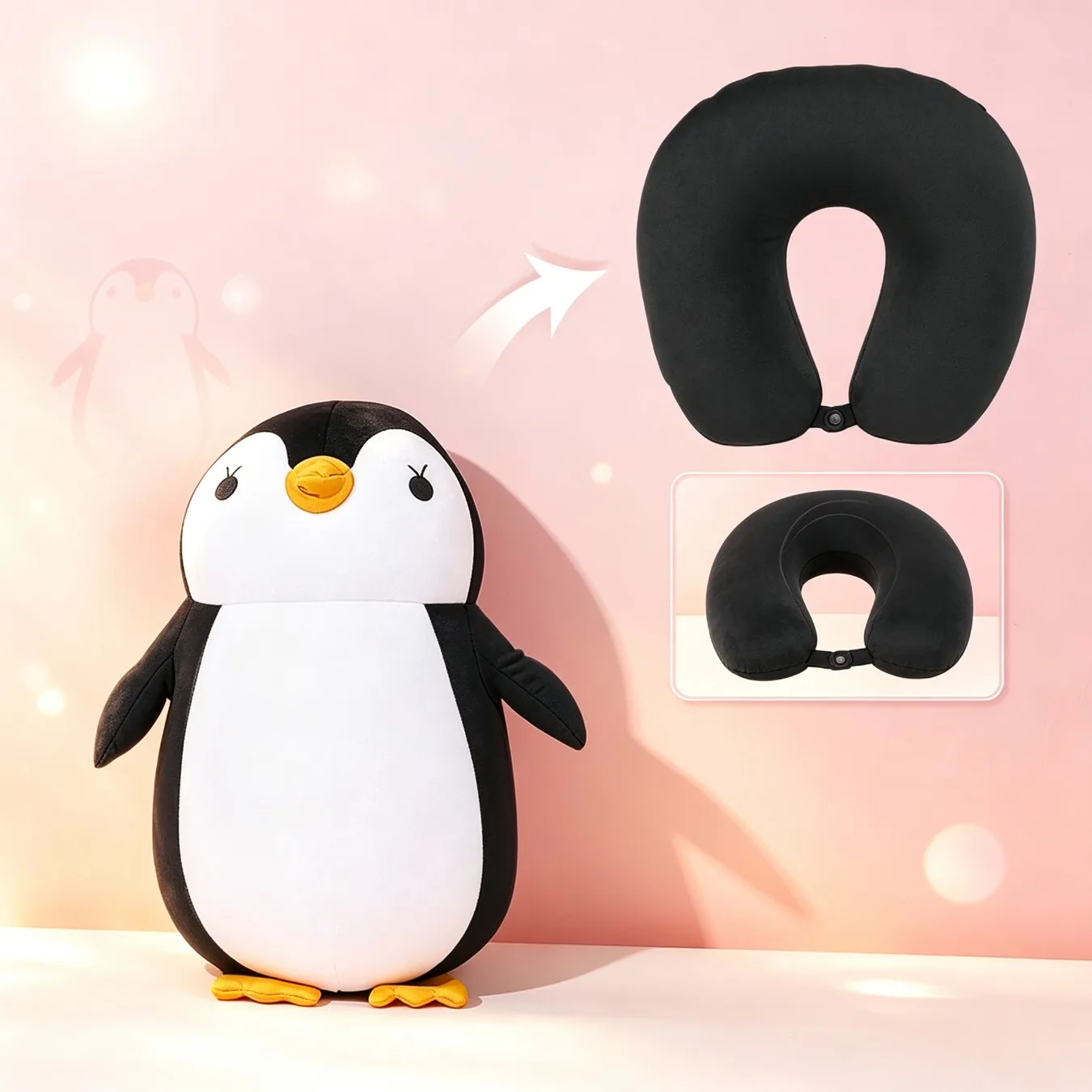 Dual‑Use Transform U Neck Pillow Foam Particle Filled Cartoon Plush Doll Pillow Cervical Support Cushion For Daily Relaxation