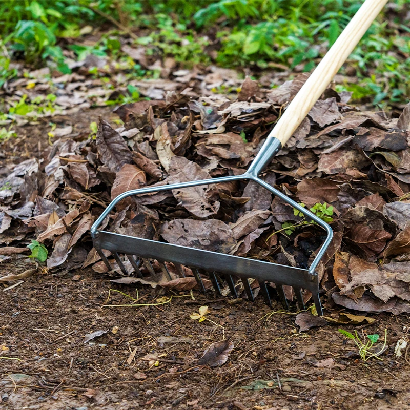 Gartenrechen, Lösen von Zahnrechen aus Edelstahl, Rasenbelüftung, Outdoor-Werkzeug