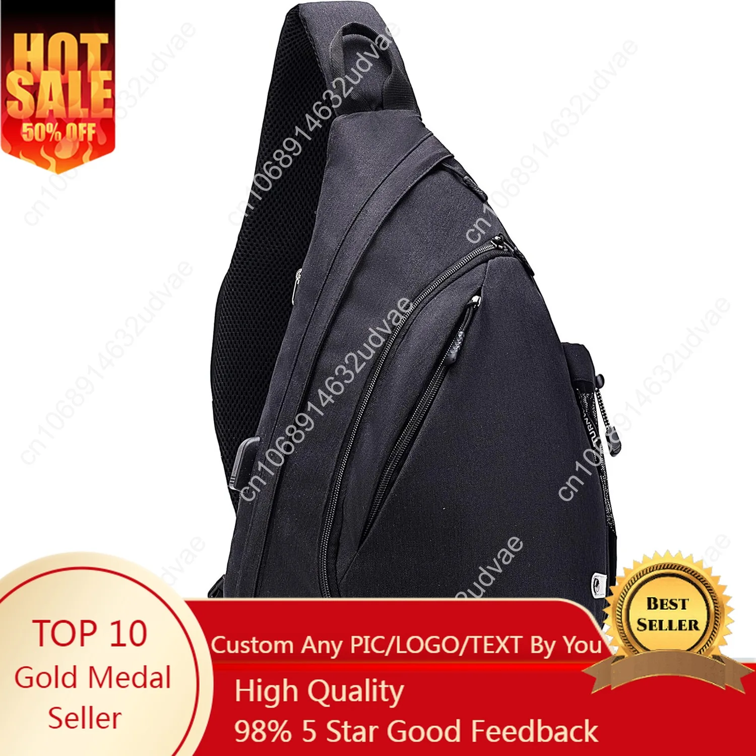 

Water-Proof Sling bag/Crossbody Backpack/Shoulder Bag with USB Charging Port for Travel, Hiking, Cycling, Camping