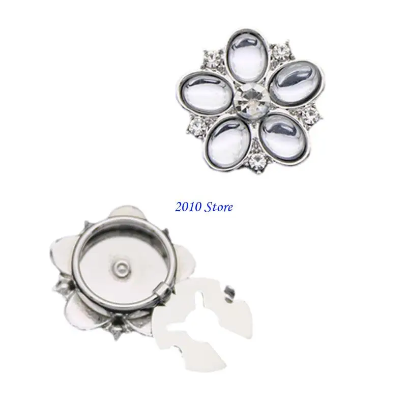 F3MF Rhinestones Flower Sleeve Button Cover For Tuxedo Shirt Easy to Use Decorative Button For Special Occasion Shirt Decors