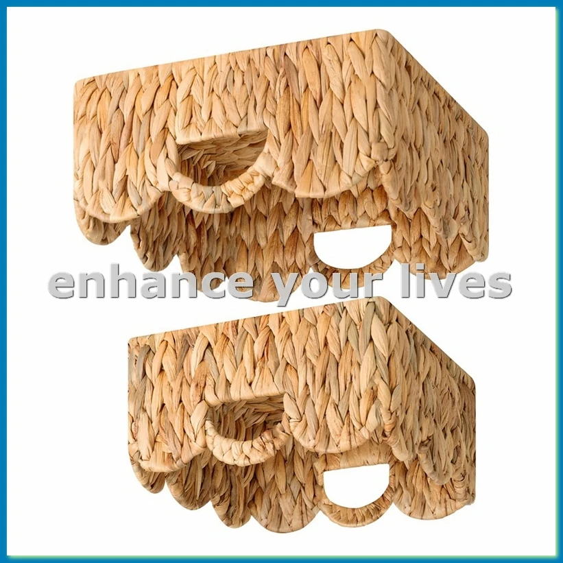 

Плетеная корзина с зубцами, детская корзина с ручками, плетеные корзины из ротанга для организации, декоративная полка корзины-AT48