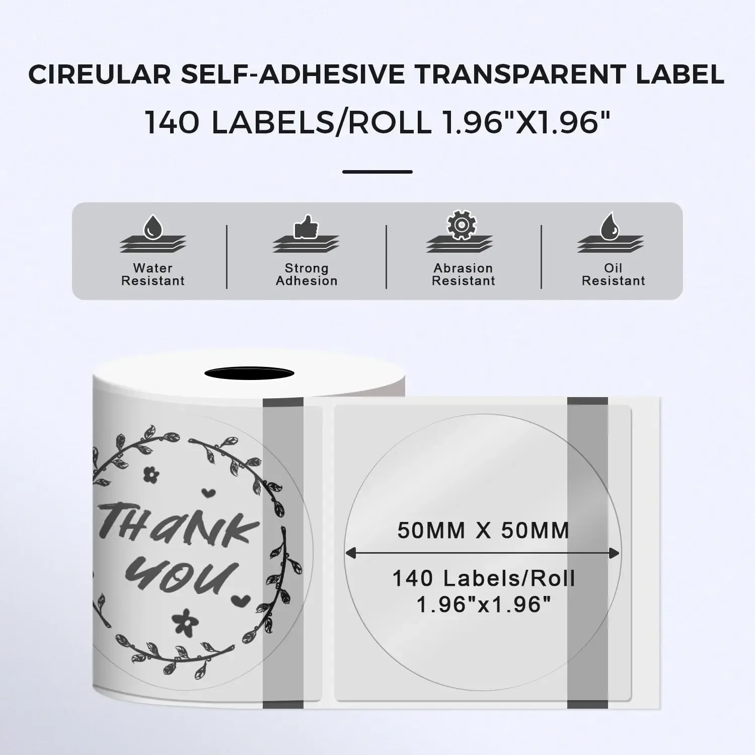 1.96"x1.96"Thermal Round Label Sticker Waterproof Roll Paper 140labels/roll Compatible With M110/M221 Barcode Labels Price Tags