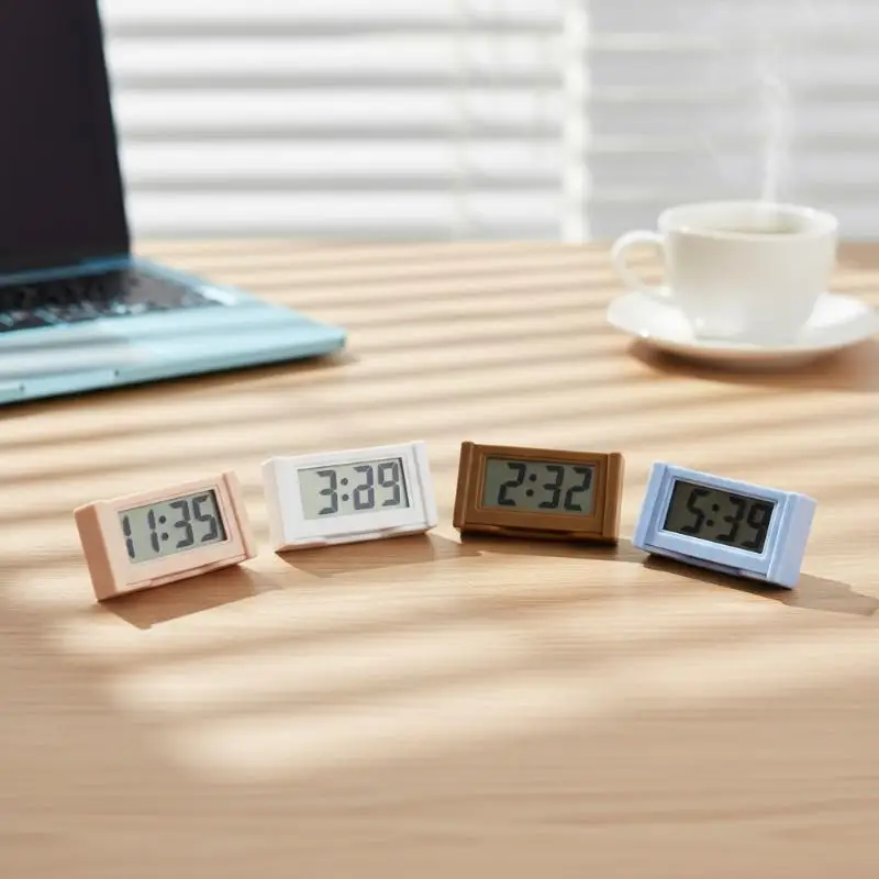 Mini Digital Dashboard Clock Large Screen Self-adhesive Battery Powered Electronic Clock for Car Interior Home Table Decor