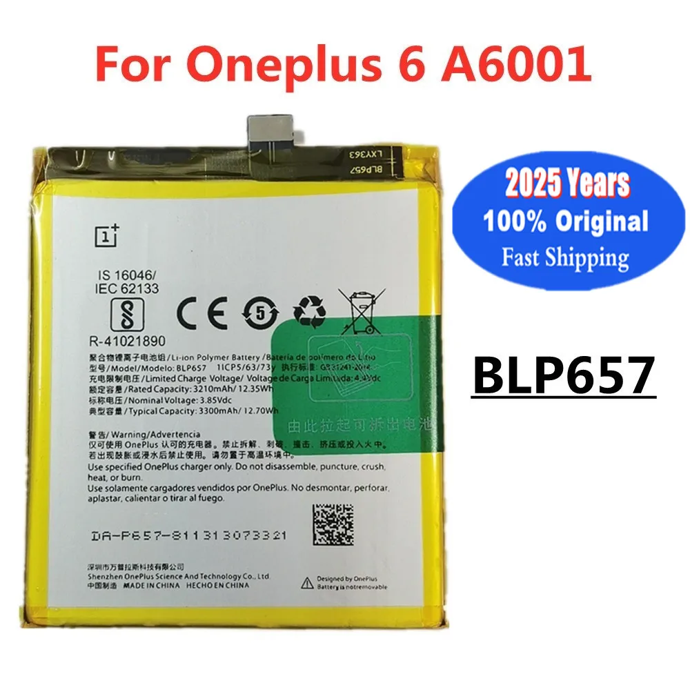3300mAh Original BLP657 Battery For OnePlus 6 A6001 Oneplus6 One Plus 6 Phone Replacement Batteries Battery Bateria