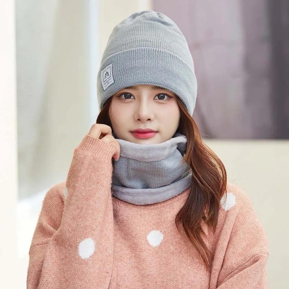 

Универсальная эластичная шапка и шарф, модный однотонный зимний пуловер, универсальный компактный шарф в корейском стиле, подарки
