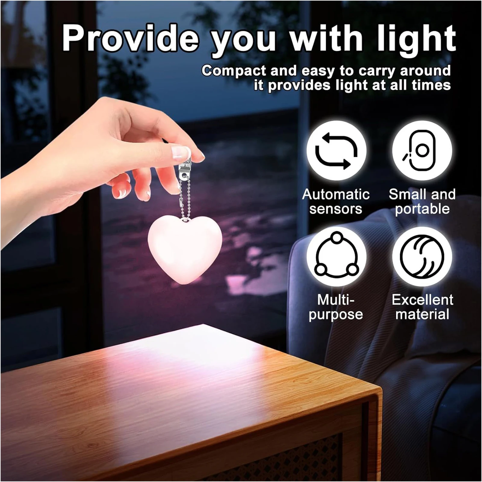 

Purse Glow Heart Light LED Automatic Sensor Purse Light Touch Activated Handbag Light Handbag Night Light Handbag Purse Lamp