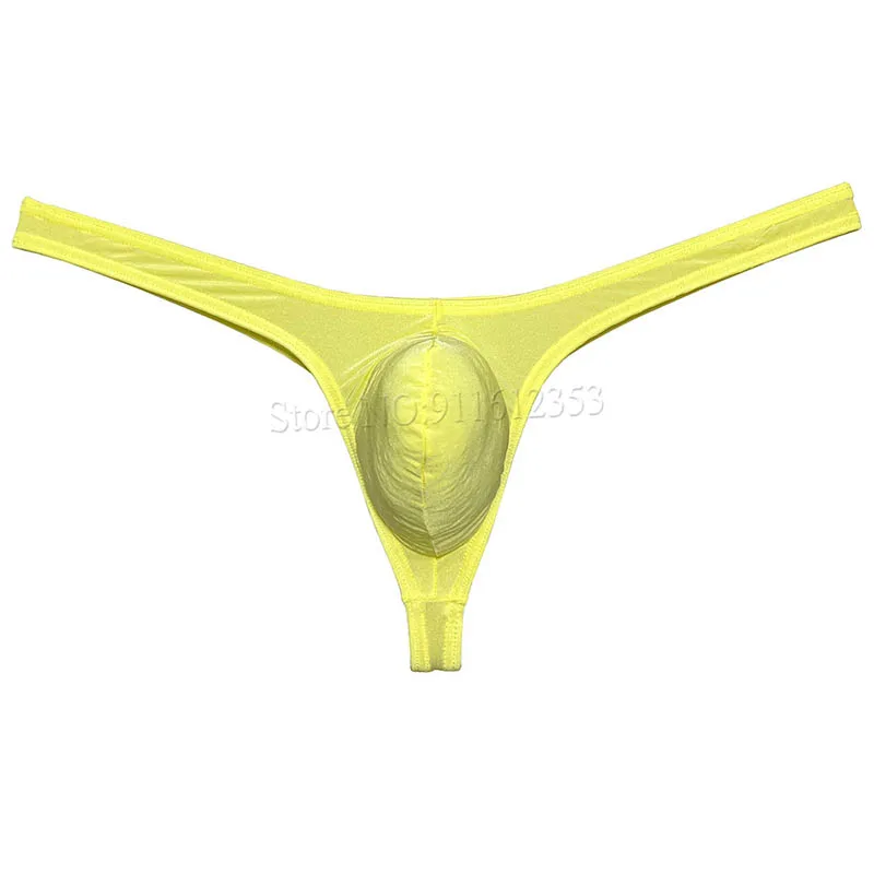 Sexy Mens Pouch Enhancing Thong Lingerie Shiny Bikini Underwear Unisex Panties Sheer Tangas Underpants