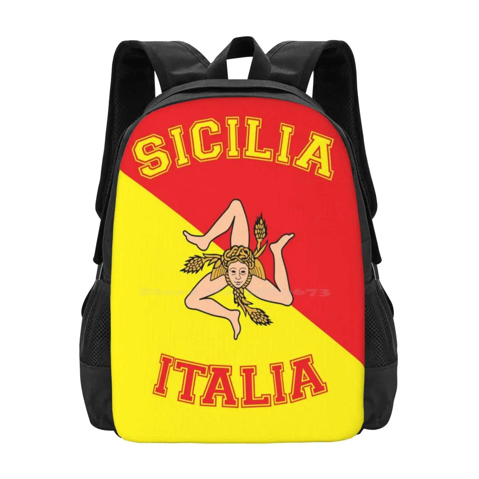 Sicilia, Italia, Flag Of Sicily Colors Hot Sale Schoolbag Backpack Fashion Bags Italy Travel Adesivi Ditalia Adesivi Di Italia