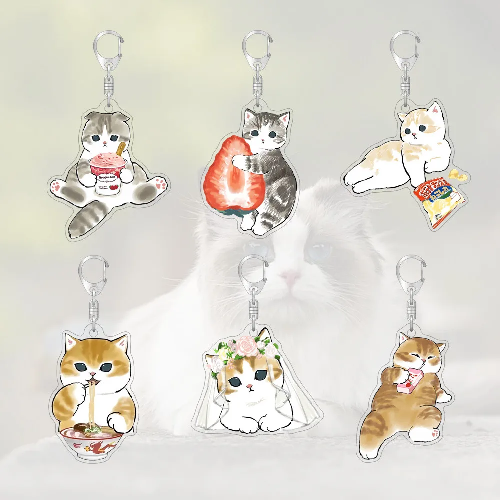 Friendship Cute Cat Acrylic Keychain Mofusand Ornaments Carton Animation Pendant Bag Friends Girl Gift Accessories Key Ring
