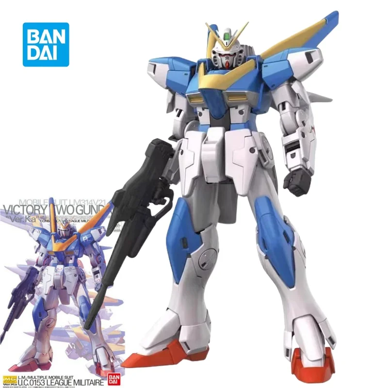 

Genuine Bandai V2 Gundam Assembly Model MG 1/100 VER.KA Version Desktop Decoration Collection Ornaments for Boys Toys Gifts