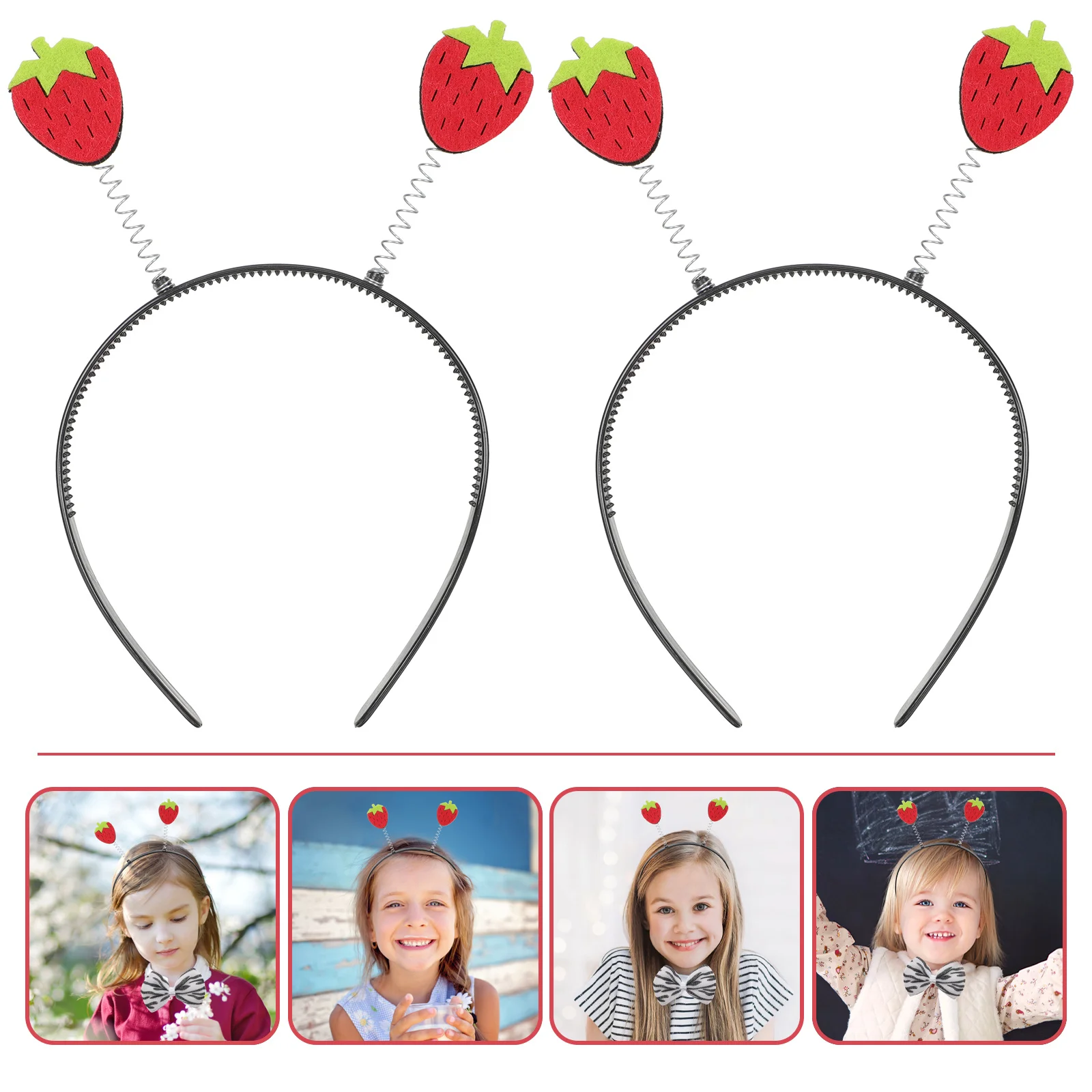 

2Pcs Strawberry Hairband Cute Fruits Headband Kids Hair Accessories for New Year Christmas Carnival Party Cosplay