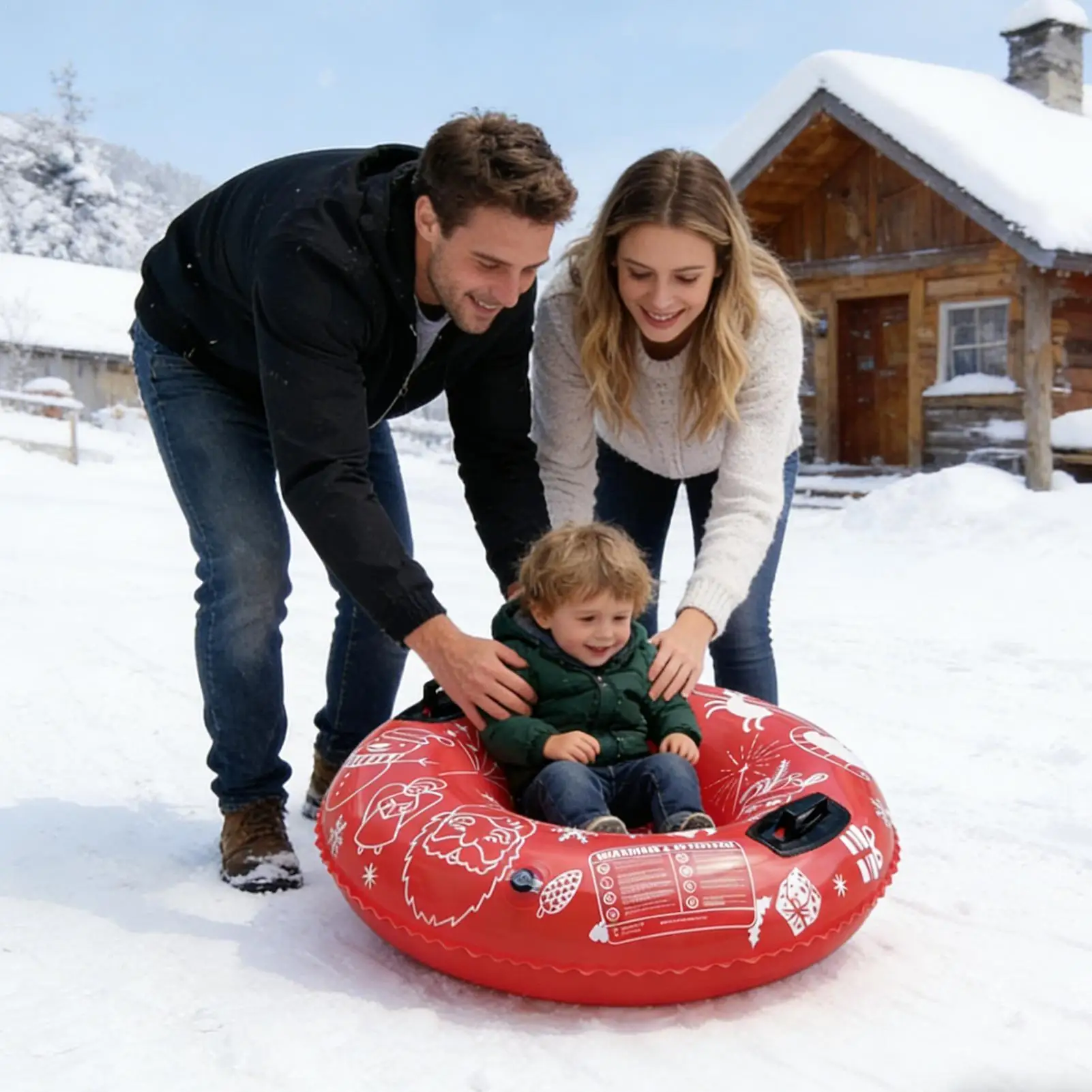 Snow Tubes Inflatable Sledding Supplies Heavy Duty Sledding Tube For Family Kids Adults Teens Beginners Visitors Backyard Resort