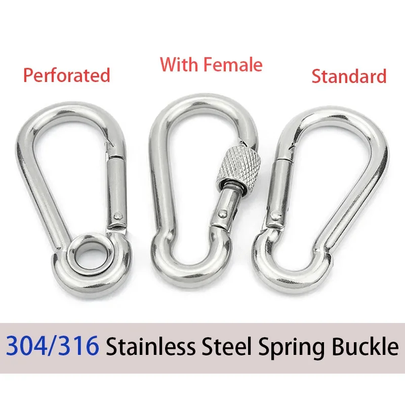 1pcs M4-M12 Multifunctional 304/316 Stainless Steel Spring Snap Carabiner Quick Link Lock Ring Hook Snap Shackle Chain Hook