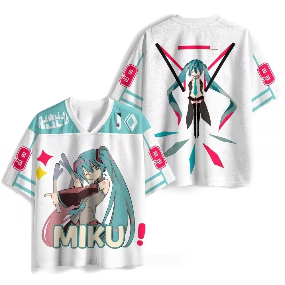 Hatsune Miku 01 Jersey T-Shirt Unisex 3D-Volldruck Streetwear Y2K-Stil Anime T-Shirt Lässiges Kurzarm-Oberteil für Damen und Herren für Fans – Detail 5