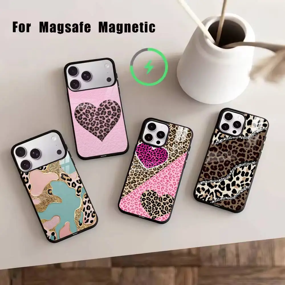 

leopard print Phone Case For iPhone17,16,15,14,13,12,11 Plus,Pro Magnetic with Magsafe Wireless Charging