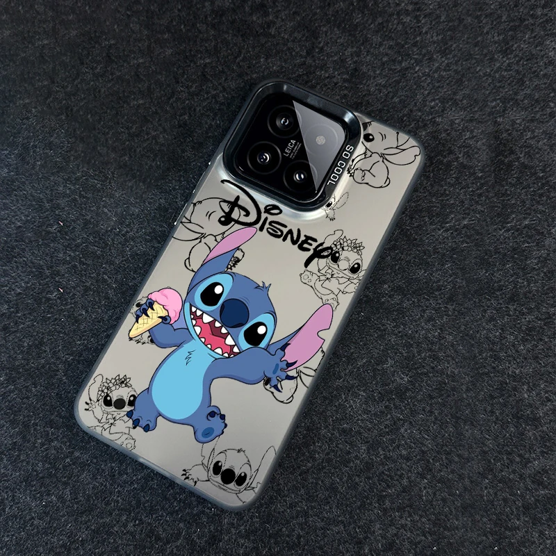 Disney Stitch Para Cartoon Cute For Xiaomi Mi 11 12T 13T Poco F4 F3 X3 X5 C51 C50 M3 M5S Pro Lite 5G Colorful Silver Cover