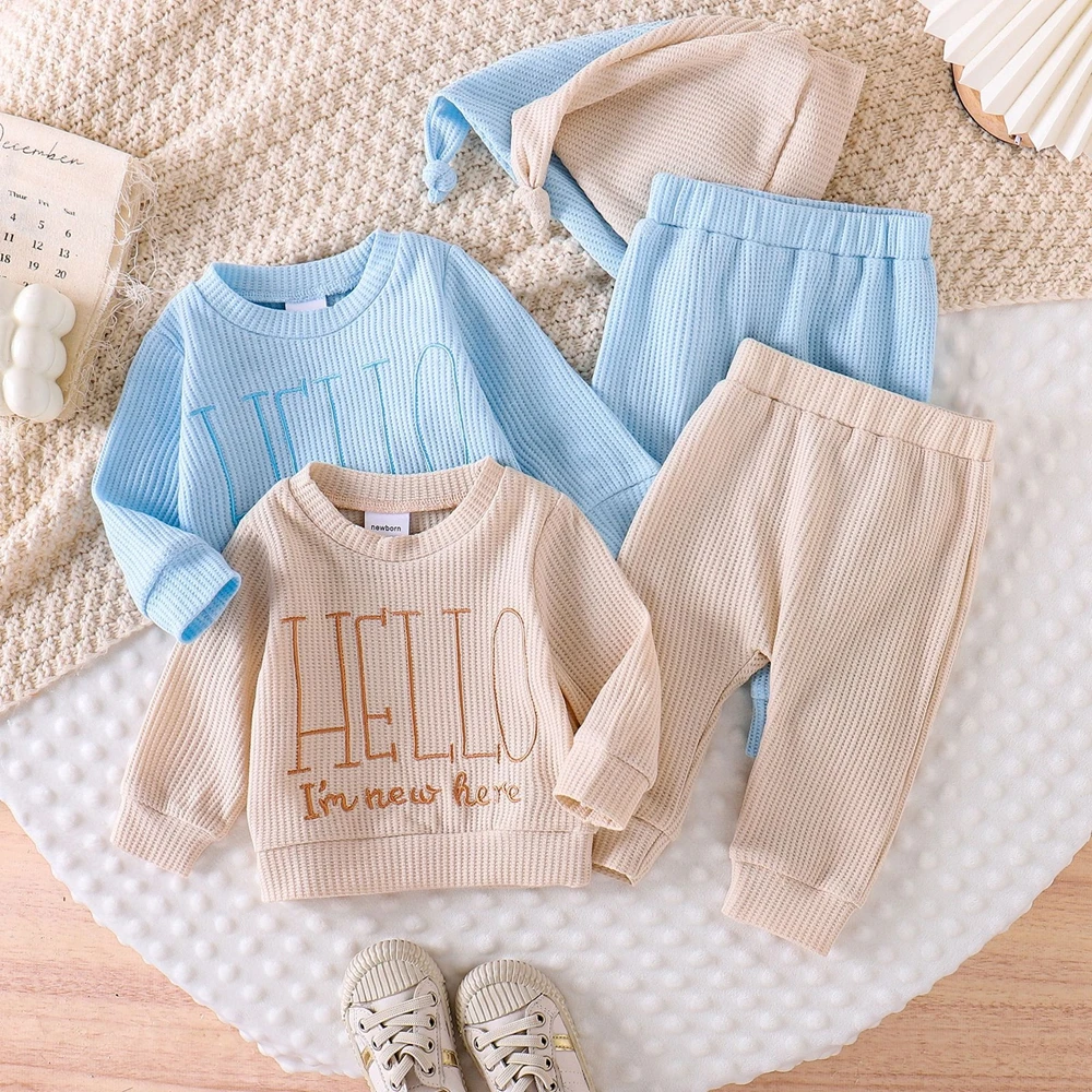 Newborn Photography Outfit Hello I'm New Here Ribbed Set Baby Coming Home Hospital Outfit Photoshoot Props Coming Home Outfit