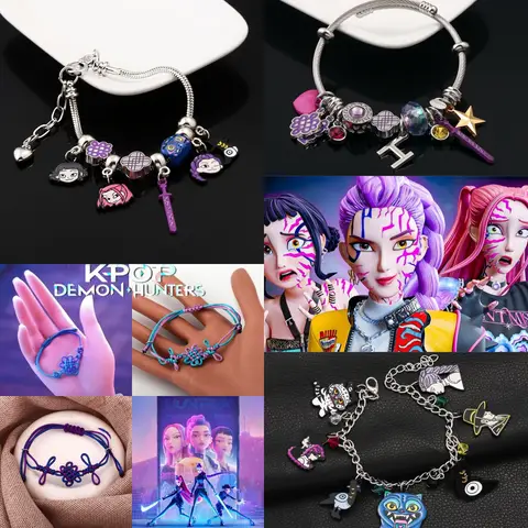 K-POP Demon Hunter Beaded Bracelet Anime Character Witch Hunter Boy Handmade Metal Role-Playing Fan Gift Jewelry Accessories