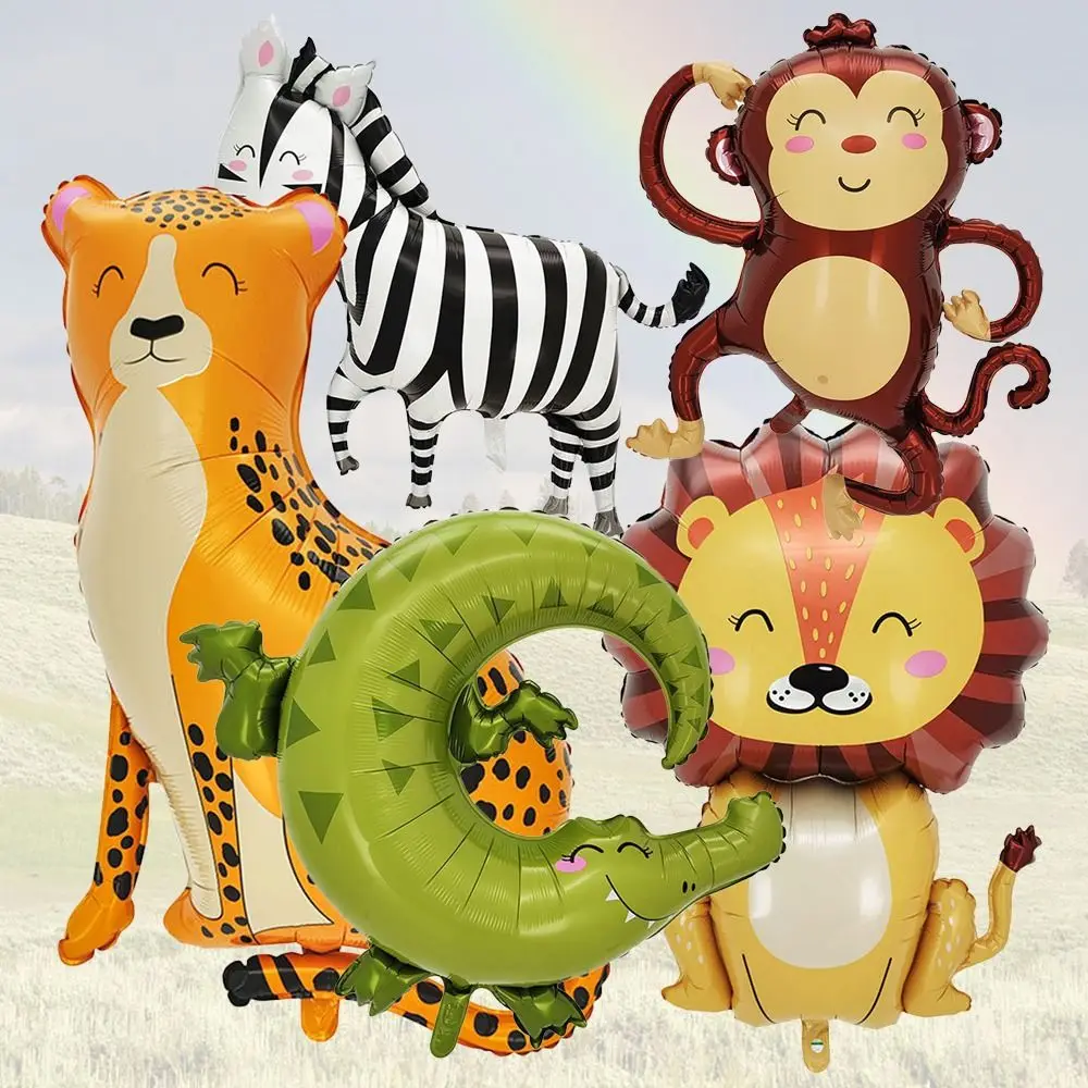 Large Forest Animal Balloons Jungle Themed Decorations Aluminum Film Balloons Zebra Crocodile Inflatable Balloons Children's