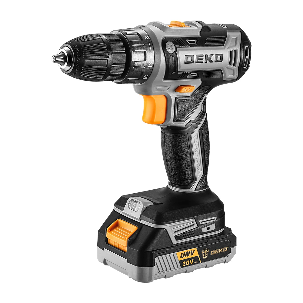 DEKO 20V Cordless Drill Household Multi-function Power Tools 2 Speed Rechargeable Electric Screwdriver Lithium Battery