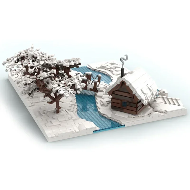 Winter Street View Model Moc Building Bricks Winter Snow Scenery Technology Modular Blocks Gift Christmas Toys DIY Sets Assembly