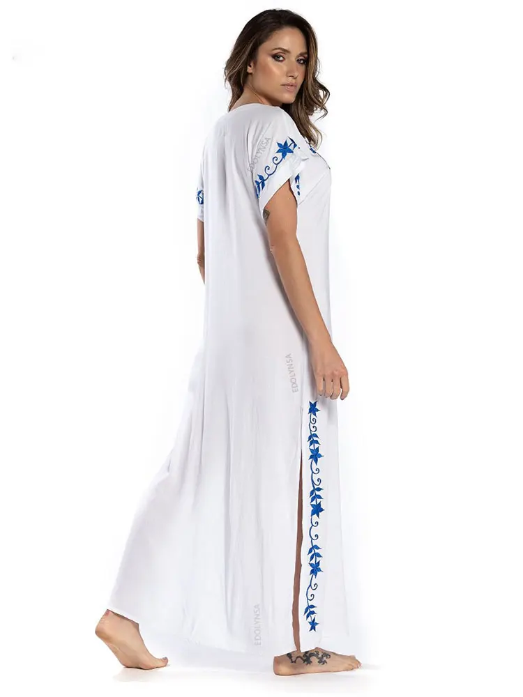 قفطان تطريز للنساء ، غطاء بيكيني ، تونك للشاطئ ، بارو سارونج ، ملابس شاطئ ، Q790 ، #3