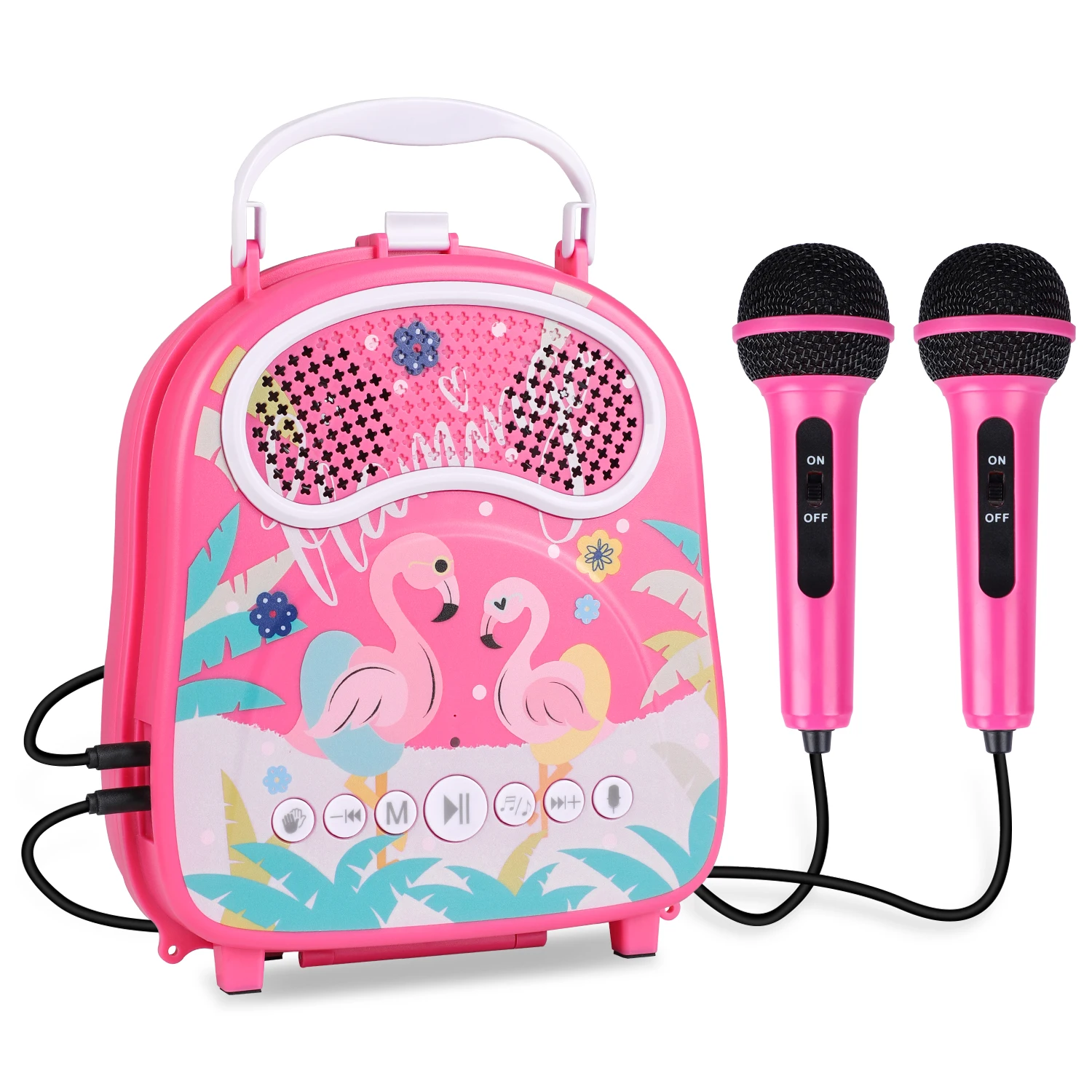 

Free ship Karaoke Machine for Kids Two Microphones Toddler Singing Karaoke Speaker Voice Changer Activities for Party Christmas