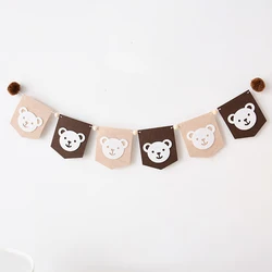 Bear birthday party hair ball flag decorative arrangement banner