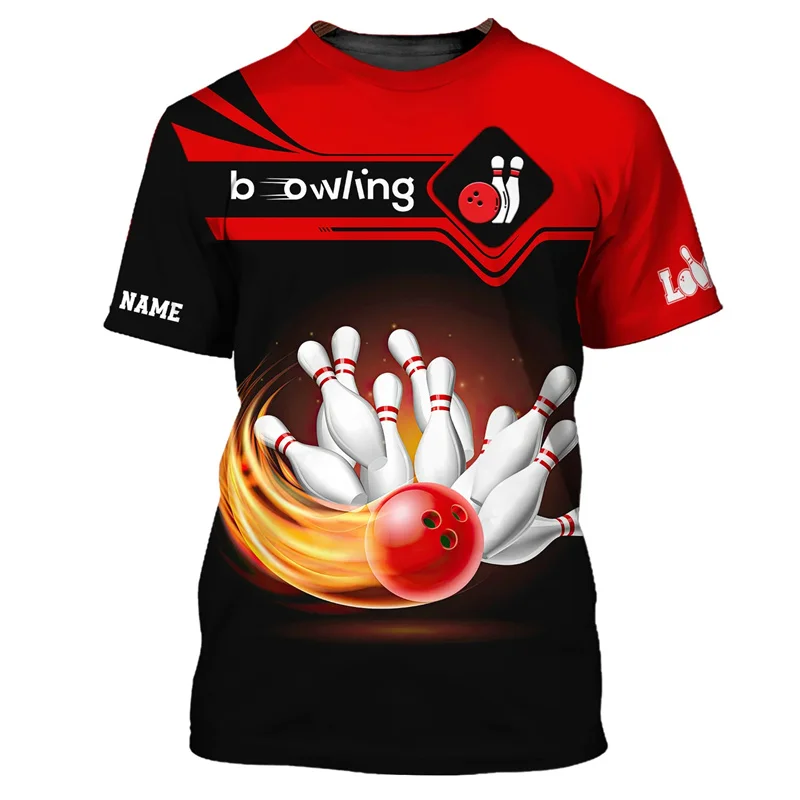 New Design 3d Printed Bowling T Shirt For Men Cool Crew Neck Short Sleeves Tees Summer Tracksuit T Shirts Game Graphic T-shirt