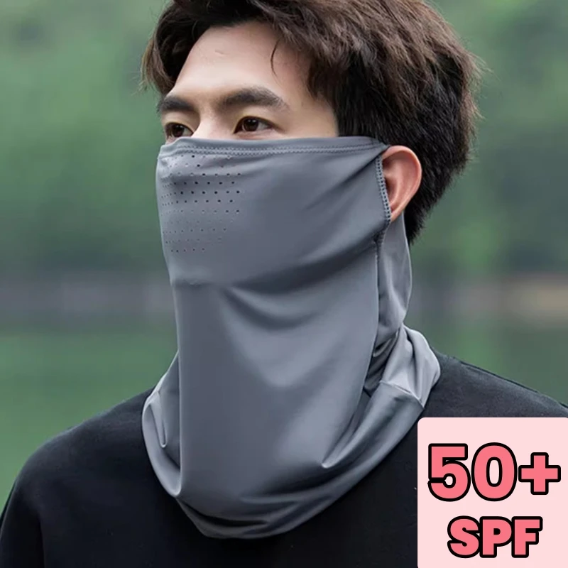 

Summer Sunscreen Ice Silk Mask Neck UV Protection Face Cover Sunscreen Face With Brim Outdoor Cycling Sun Protection Hats Caps
