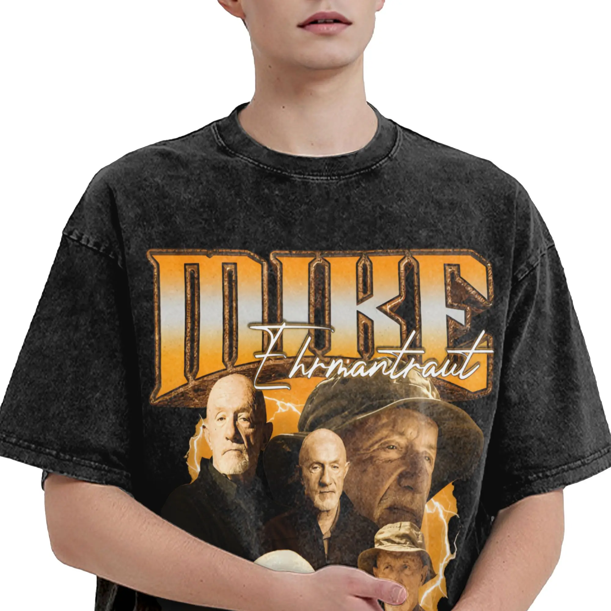 Mike Ehrmantraut Breakings Bads  Washed T Shirts Streetwear Hip Hop Vintage T-Shirt  Tees Tops Men Women 100% Cotton Harajuku