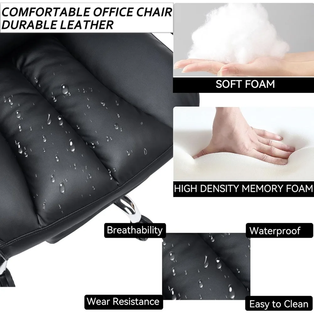 Silla de oficina ejecutiva para personas pesadas, silla de ordenador con respaldo alto y reposapiés, silla de oficina ajustable en altura, grande y alta