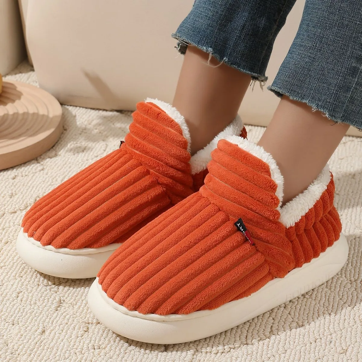 2026 Winter Damen Hausschuhe Kurze Plüsch Herren Baumwollstiefel Flauschige Indoor-Hausschuhe Herren Lässige Weiche Pelz-Hausschuhe Herrenschuhe – Detail 12