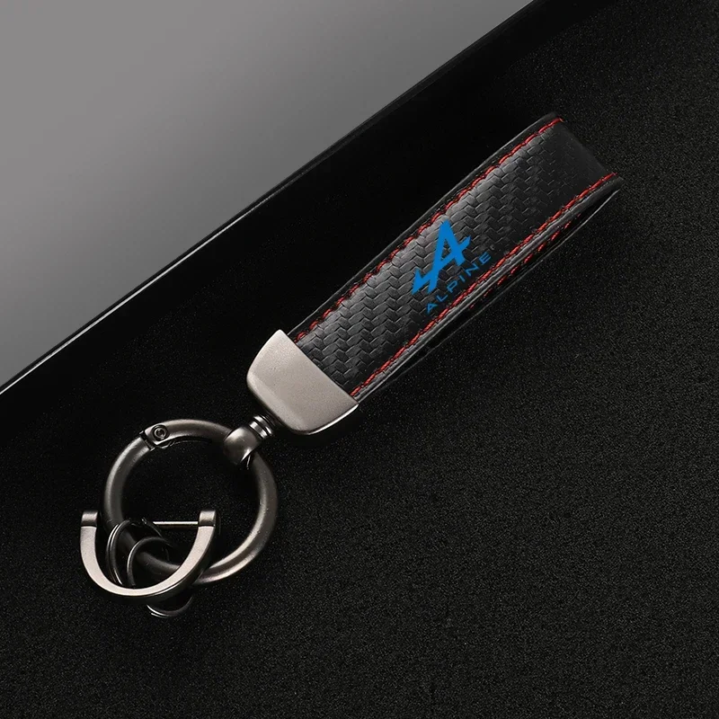 New Car Keychain Buckle Jewelry carbon fiber Leather Keychain for Alpine with logo car accessories