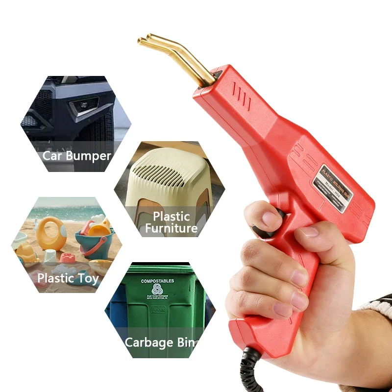 Saldatrice e 200 chiodi per saldatura in cartone Set pistola per saldatura 4 tipi di graffette per riparazioni di paraurti/caia/prodotti in plastica