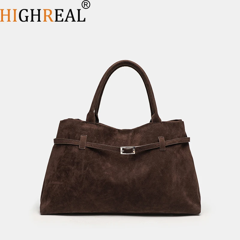 

New Women's Retro Suede Frosted Bag Casual Large Luxury Design Commuter High-end Armpit Bag Soft Handle Tote Bag