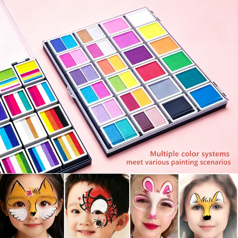 24 Colors Professional Colorful Dream Gradient Face Paint And Body Paint 24x10gm One Stroke Split Cake Rainbow Halloween