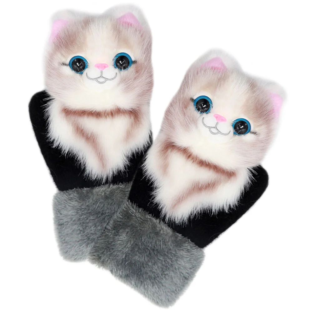 

Travel Winter Gloves Outdoor Warm Comfortable Compact Accessory Plush Portable Cat