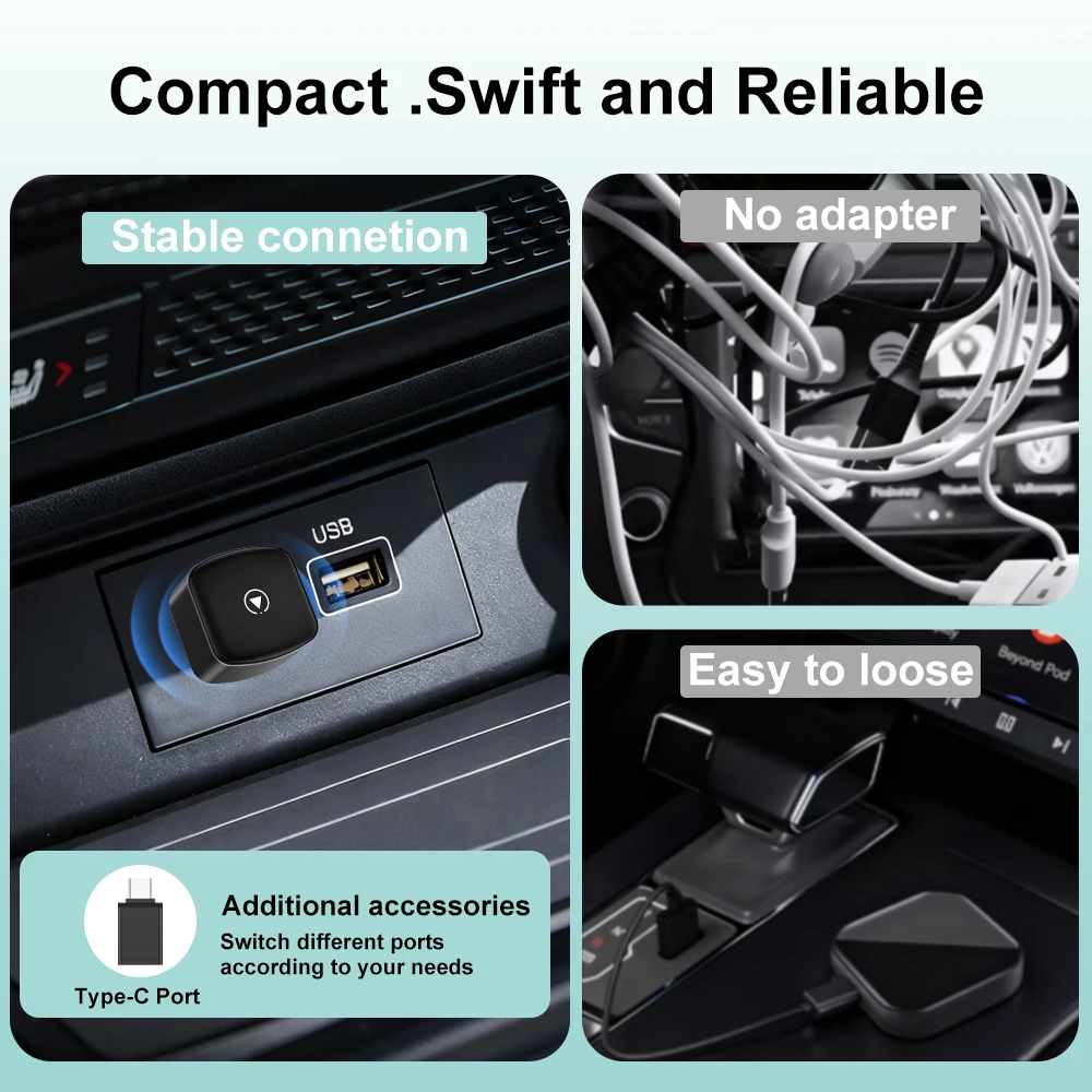 FLIXIVI محول تلقائي CarPlay Android الجديد 2in1 سلكي إلى لاسلكي 5 جيجا هرتز WiFi5.0، التوصيل والتشغيل، لسيارات CarPlay/السيارات السلكية OEM #3