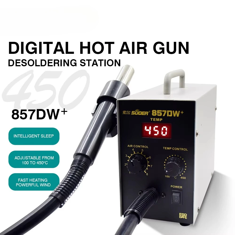 Estação de pistola de calor digital de 600 W com pistola de ar quente ajustável com temperatura de soprador rápido para retrabalho BGA