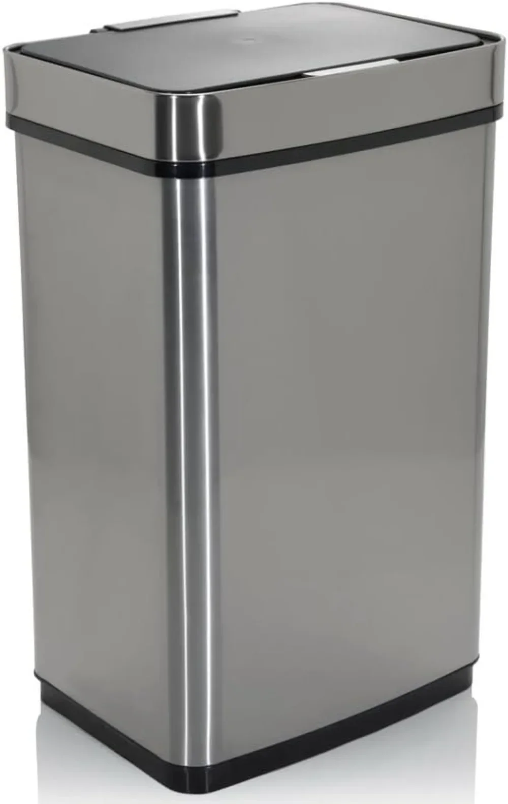 OFFICE 830045 Cubo de basura con sensor CLEAN IV 60 L, Acero Inoxidable, Papelera automática, indicador LED, rectangular, Pl